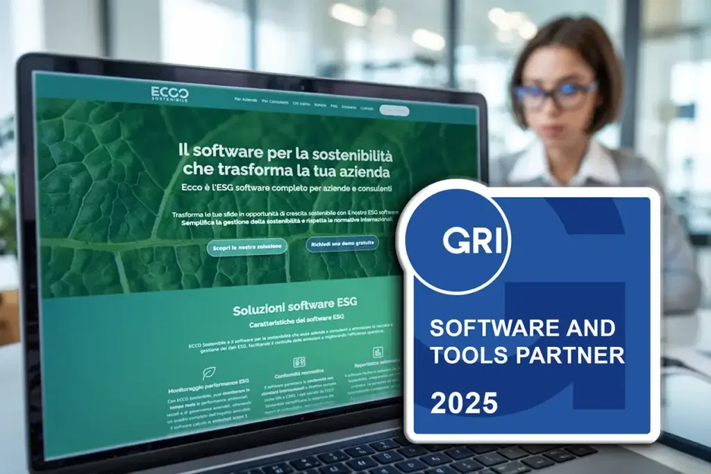 Piattaforma ESG ECCO Sostenibile certificata GRI per bilancio di sostenibilità